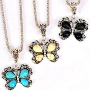 1 (One) Womens/Girls Turquoise Blue, Black, Or Ivory Pendant Necklace